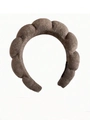 Brown padded braided sponge headband with textured fabric and non-slip inner grip - Dark Coffee