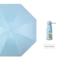 Parapluie capsule léger Quiet Blue à 8 baleines avec protection solaire UPF50+ - Bleu Ciel / Sac À Dos De 53 Cm (21 Pouces) À 8 Côtes Coloris Varié Poignée Ronde Pliable En Cinq Parties