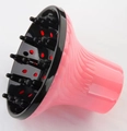 Pink and black hair dryer diffuser attachment with comb teeth for curly hair styling - Pink