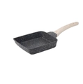 Padella per uova in pietra Maifan a tre fori con manico in legno chiaro antiaderente - Padella per Tamagoyaki Nera / Nero