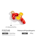 Christmas candy cane charm in red and yellow alloy for festive jewelry making DIY - Candy Cane (PJ92548)