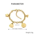 Detalle de la pulsera de acero inoxidable chapada en oro de 18K con dijes de mariposa - Estilo Ángel Candado Mariposa (KB205825-SXSJ)