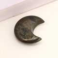 Natural crescent moon shaped pyrite stone with golden metallic luster and dark texture - Pyrite (Chalcopyrite)