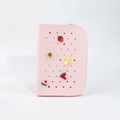 Pink DIY silicone pencil case with fruit charms and breathable hole design for students - Large / Pure Pink