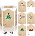 Detailed view of 6 Christmas adhesive gift tags on a roll with To and From writing space - MY520 Christmas Series (300 Pcs/Roll) / 5x7.5cm