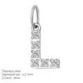 Micro-paved cubic zirconia alphabet L pendant in silver-tone stainless steel - Letter L(ZP39269) / Steel