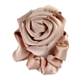 Elegant champagne silk rose hair scrunchie with soft satin finish and elastic band - Champagne Pink