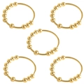 Five gold spinning beads anxiety rings for stress relief on a minimalist metal band - Size 16 (2cm ID) / Pack of 5 / Gold