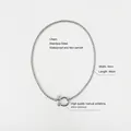 Detail of 4mm stainless steel waterproof necklace with mirror polished U-shaped shackle clasp - U-Buckle Box Chain / Full Steel Color