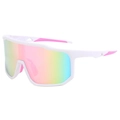 Lunettes de soleil cyclisme avec monture blanche et verres miroir dégradé rose-vert - Monture Blanche Verres Roses