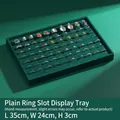 Deep green velvet jewelry ring display tray with multi-slot design, size 35x24x3cm - Ring Slot Tray