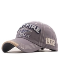 Graue Baumwoll-Baseballkappe im Distressed-Look mit SPARK 1932 Stickerei und Khaki-Nähten - Verstellbar / Grau
