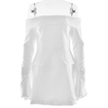 Dettaglio dell'abito corto bianco a spalle scoperte con maniche lunghe e tasche a patta - S / Bianco