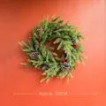 Weihnachtskranz mit Zapfen und roten Beeren, 50cm Durchmesser, festliche Türdekoration - Grasgrüner Tannennadelkranz 50cm