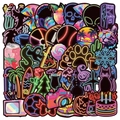 Vibrant neon graffiti stickers collection featuring colorful glow designs for laptops - Neon Cool Graffiti Style (TQ50-0618)