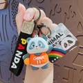 Cute panda keychain with orange basketball jersey and black woven Panda wrist strap - Sports - Basketball Panda