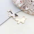 Unicorn enamel alloy charm in white and black with gold finish for DIY crafts - Black and White Running Unicorn (9934) / 1 Piece (14x17mm) / Black