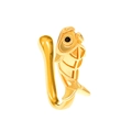 U-shaped gold fish nose cuff featuring cubic zirconia eyes and smooth metal finish - Gold Fish Shape