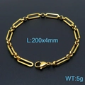 Golden minimalist stainless steel chain bracelet with lobster clasp, 200x4mm - Gold