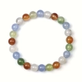 Pulsera elástica de piedra natural de 8mm con cuentas de ágata de colores translúcidos - Ágata multicolor