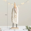 Décoration de Noël Père Noël en feutre de laine de style nordique avec socle en bois - Style L - Père Noël en Grosse Laine Blanche (Hauteur 27cm)