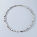 Collana a corda in argento lucido fatta a mano con chiusura a moschettone - 45cm / 7mm Acciaio