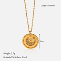 Detailed close-up of 18K gold plated stainless steel necklace with star and moon pendant - Round Star & Moon