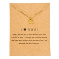 Golden heart pendant necklace on a brown kraft card with a sentimental message - Heart Gold Card (YH6166) / Gold