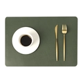 Deep green rectangular PU leather placemat with textured finish for dining table - 43*30cm / Green