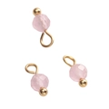 Perle in pietra naturale rosa con anelli in metallo dorato per gioielli fai da te - Occhio di Gatto Rosa (4mm, 5 Pezzi/Confezione)
