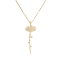Gold personalized name necklace with floral engraving and Sophia pendant on O-chain - Gold (CS00287)