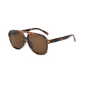 Retro double-bridge aviator sunglasses with amber frames and brown tinted lenses - Tortoiseshell Frame Tea Lens