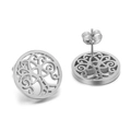 Boucles d'oreilles Arbre de Vie en acier inoxydable argenté poli ajouré - Arbre de Vie Argent (KE60861-K)