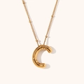Puffy letter C balloon pendant necklace in 18K gold plated finish with beaded chain - Gold-C