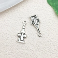 Antique silver alloy wine bottle and glass charms for DIY jewelry making - Wine Glass (Large) / 9x21mm