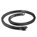 Vintage snake-scale bracelet in oxidized dark grey steel with detailed serpent head clasp - Type B Cooked Black Keel Scale Necklace (KN108410-JX)