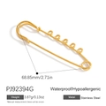 18k gold plated stainless steel oversized safety pin charm for DIY jewelry design - Gold 5-Hole Large Safety Pin (PJ92394G)