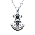 Colgante de ancla calavera cruz gótica para hombre en acero inoxidable plata vintage - Colgante de Calavera de Ancla - Sin Cadena (B1516)