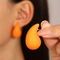 Minimalist matte orange teardrop stud earrings for women with modern textured finish - Orange Matte Drop