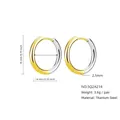 Two-tone gold and silver titanium steel hoop earrings 19mm diameter for women - 2.5*14mm / Two Colors