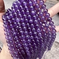 Fili di perle rotonde in ametista naturale dell'Uruguay per gioielleria - Ametista Chiara Grado A-6MM Circa 65 pezzi