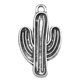 Silver cactus alloy pendant with vintage texture for DIY jewelry and bracelets - Cactus (19232)