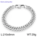 Polished silver curb chain bracelet in stainless steel, 9mm width and 210mm length - 9mm Width 210mm Length (KB207769-Z)
