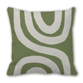 Modern olive green pillow cover with abstract cream white wave pattern on square cushion - 45cm Cushion Cover / 2310-18/Olive Green Wave