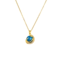 Collana con ciondolo a pianeta dorato, sfera celeste blu e pendenti a stella e luna - Stile Pianeta Mezzaluna (A1837)