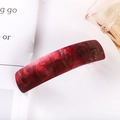 Macro detail of rectangle acetate hair clip featuring red and black marble texture - 18# Spring Clip (Dark Red Marble)