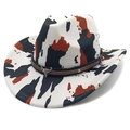 Western cowboy hat with vintage cow print, faux leather band and silver bull head ornament - M (56-58cm) / Fedora Top Cow Print White