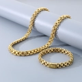 Set collana e bracciale in acciaio inossidabile dorato lucido da 10 mm - Set Oro