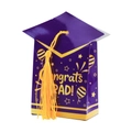 Purple Graduation Cap candy gift box with yellow tassel and Congrats GRAD text - Purple