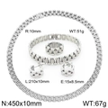 Parure de bijoux 10mm en acier inoxydable argenté avec collier bracelet bague - Argent (KS221420-KFC)